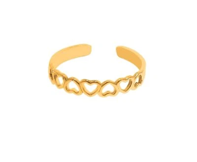Verstellbar Offen Mehrere Herz Design Zehen Ring Massiv Echt 14K Gelbgold - Bild 1 von 2