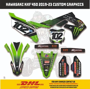 Kawasaki KXF 450 Graphics Full Kit Decals 2020-23 Model High Tech Thick Vinyl - Picture 1 of 1