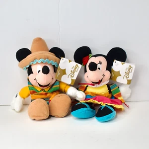 Walt Disney Store GLOBE TROTTING MEXICO MICKEY & MINNIE Bean Bags Retired NWT - Picture 1 of 6