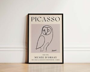 The Owl Pablo Picasso Print Animal Nature Line Art Drawing Artwork Poster Gifts