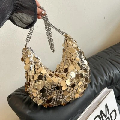 Abend Clutch Tasche Kette Pailletten Umhängetasche Party Handtaschen Schulter - Bild 1 von 4