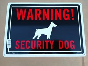 Metal Warning Security Guard Dog Sign for Fence/Wall, Beware Of. 10" x 14" large - Picture 1 of 7