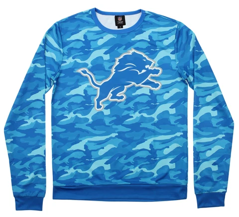 Forever Collectibles Men's Detroit Lions Camouflage Printed Crew Neck Sweater Cover