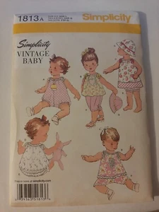 Simplicity Vintage Baby Pattern 1813 Romper Dress Top Pants Panties Hat Sz XXS-L - Picture 1 of 1