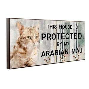 House Protected By My Arabian Mau Cat Key Hanger / Cat Leash Hanger - Picture 1 of 5
