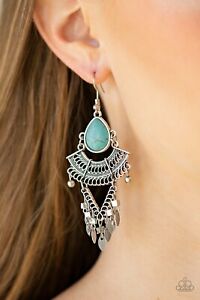 Paparazzi Jewelry earrings VINTAGE VAGABOND turquoise stone silver New