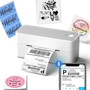 Phomemo 241BT Thermal Label Printer 4x6 Shipping Label Printer Bluetooth Silver~ - Afbeelding 1 van 7