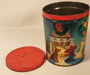 Bone Biscuit Tin Vintage Christmas Dog Hartz Treats Yummies Old World A58 - Picture 1 of 10