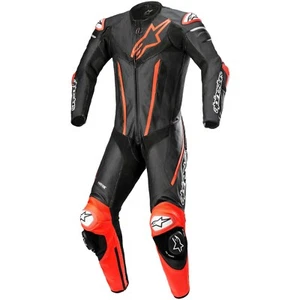 Alpinestars Mono De Cuero Fusion Para Hombre Con Stretch Negro-Fluorescente - Imagen 1 de 3