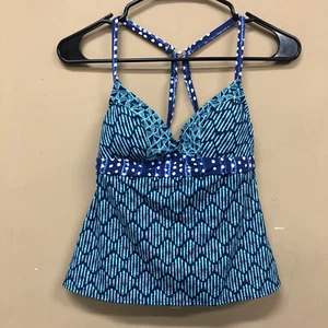 Title Nine Womens Tankini Swim Top Blue Print NWT - Picture 1 of 3