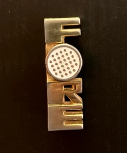Vintage Golf FORE Brooch ~ Pin ~ Ball Marker Gold Tone - Picture 1 of 9