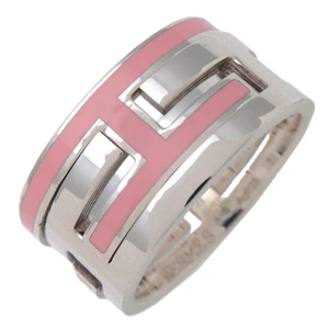 HERMES Move Ash Enamel Ring SV925 Silver Pink #51 US5.5 EU51 Authentic Used F/S - Picture 1 of 7