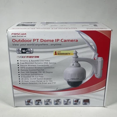 Cámara IP inalámbrica panorámica e inclinable para exteriores Foscam FI8919W (blanca) Foto 1 de 4