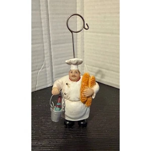 Portafotos Chef Panadero Pan Vino Estatuilla Mesa Decoración Cocina Acento - Imagen 1 de 5