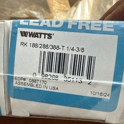 WATTS WATER TECHNOLOGIES Watts Wa-6 Rebuilding Kit 288A Backflow Ecolab 85280071