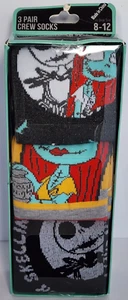 The Nightmare Before Christmas 3 Paar Crew-Socken für Herren Größe 8-12 BioWorld NEU - - Bild 1 von 6