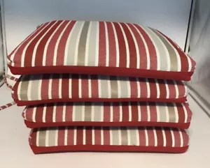 Set Of (4) Sun Durance Zippered Outside Pillow Cushions Gray Red & White - Picture 1 of 4