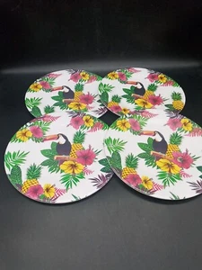 4 Trisa Melamine Toucan & Pineapple Dinner Plates - Picture 1 of 5