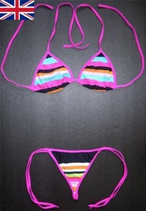 Hot G-STRING BIKINI Multicoloured Pattern Swimsuit Swimwear Sexy Thong Underwear - Picture 1 of 4
