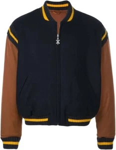 NWT Opening Ceremony Men’s Reversible Bomber Jacket Navy/Brown Size M - Picture 1 of 3