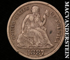 1887 Seated Liberty Dime - Scarce Better Date #U9740