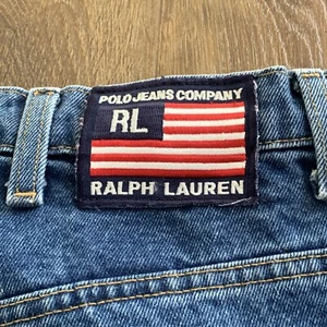 Polo Jeans Co Ralph Lauren Banner Jeans Y2K Loose Baggy Denim USA 40x26 Short - Picture 1 of 12