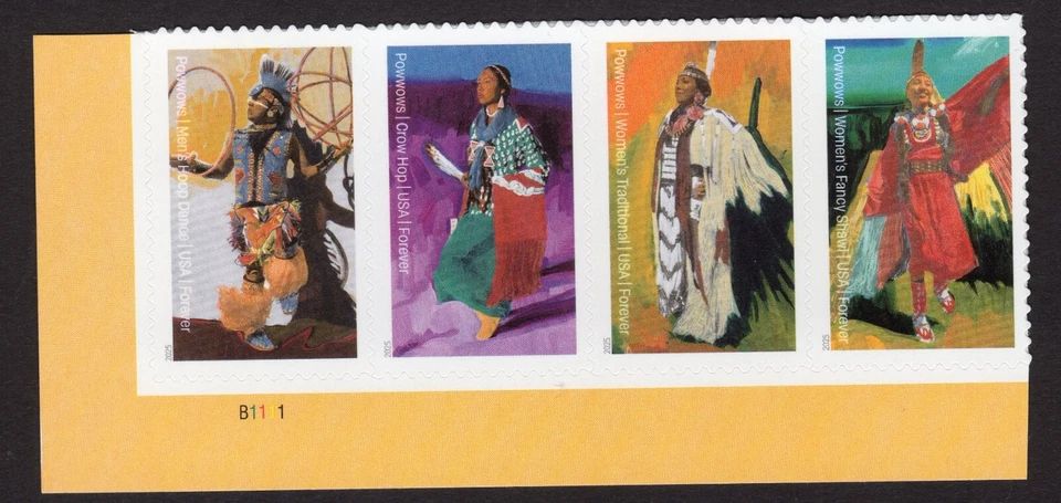 Scott #5981a PowWows Native American Culture Plate Strip 4 Forever Stamps MNH LL - Image 1 of 1