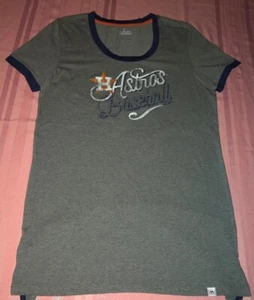 Houston Astros Ladies Crew Neck Shirt Medium Gray Astros Cool Logo MLB - Picture 1 of 2
