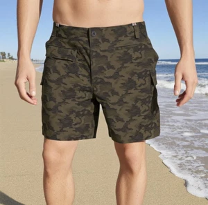 Badeshorts Herren Größe 34 - Medium Camouflage Reißverschluss Gummibund 5 Taschen - Bild 1 von 5