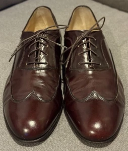 Zapatos de vestir Salvatore Ferragamo Florence punta de ala borgoña oxfords para hombre talla 9D” - Imagen 1 de 13