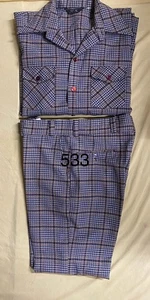 1970s VTG JC PENNEY Brownplaid 2PC SUIT 36 X 30 Eflon Zip ￼polyester FUNKY disc - Picture 1 of 11