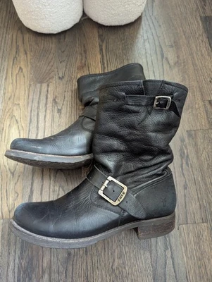 Botas FRYE Mujer Negras Natalie Mid Engineer Talla 8 Moto Foto 1 de 4