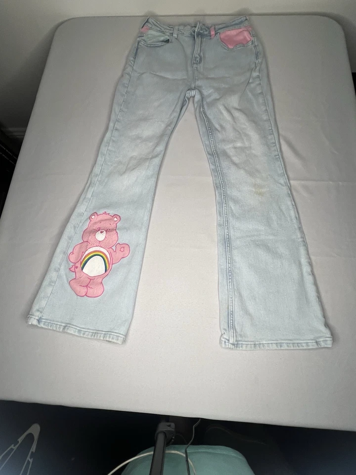 Justice Care Bear Jeans Size 18 Junior Miss Pink And Denim - Image 1 of 4
