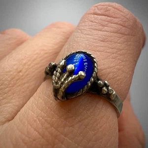 Vintage Fashion Womens Jewelry Ring Sterling Silver 925 Cat's Eye Stone Size 6.5 - Picture 1 of 8