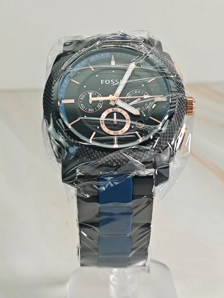 Reloj cronógrafo de cuarzo para hombre 5.Fossil (correa de acero/silicona, azul) FS5164 Foto 1 de 4