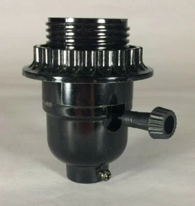 New Phenolic Bakelite 3-Way Knob Lamp Socket With Threaded Shell and Ring #685 - Picture 1 of 4