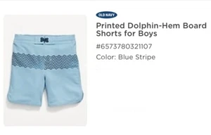 Boys Old Navy Swim Trunks Board Shorts L & XL Blue Dolphin Wave New UPF 40 NWT - Picture 1 of 2