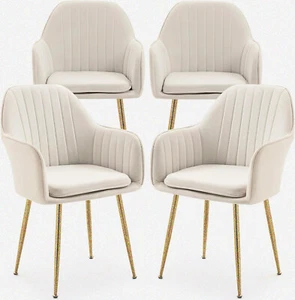 2/4 X Dining Chairs Set Padded Seat Metal Leg Kitchen Chair Home Office + Pillow - Picture 1 of 11