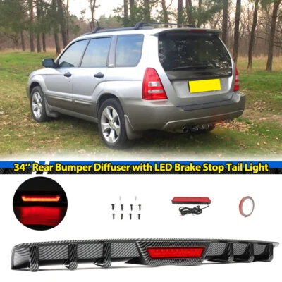 Difusor de parachoques trasero de carbono para Subaru Forester labio divisor con luz de freno LED Foto 1 de 4