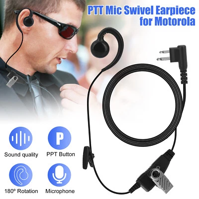 PTT Mic Swivel Earpiece for Motorola Radio Walkie Talkies CT CP200 CLS1110 CP88 - Image 1 of 4