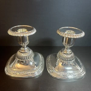 3.75” Vintage Sheffield Silver Co Reed & Barton Silverplate Candlesticks - Picture 1 of 9
