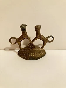 VTG Brass Book Ends Double Lion & Peacock figurines Patina - Picture 1 of 5