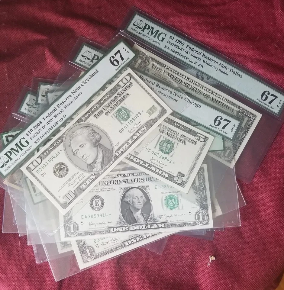 17 BANKNOTES USA LOT REPLACEMENTS STAR PMG PCGS 66,67 FEDERAL TOP RARE - Image 1 of 4