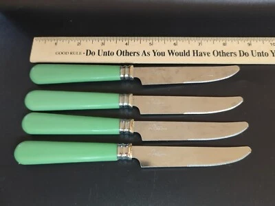 Juego de 4 cuchillos de mantequilla de acero inoxidable con mango de plástico verde menta Gibson Foto 1 de 4