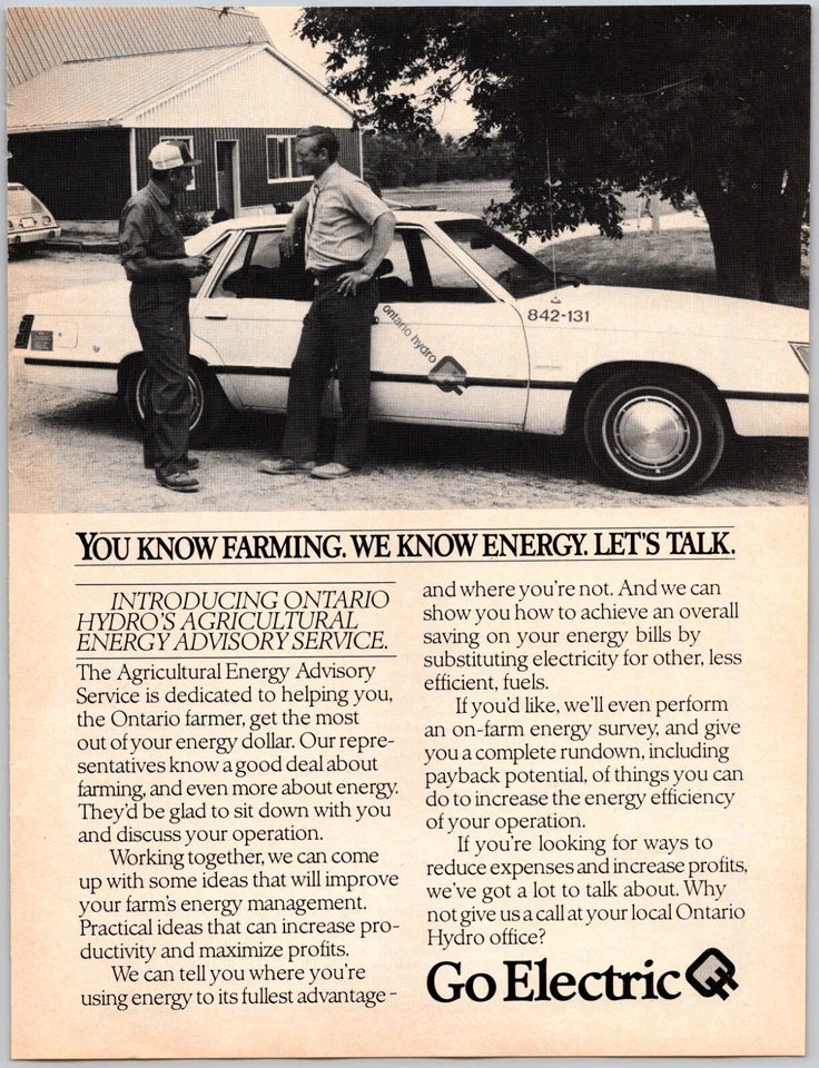 PRINT AD Ontario Hydro 1984 Go Electric Agricultural Energy Advisory Service - Image 1 of 1