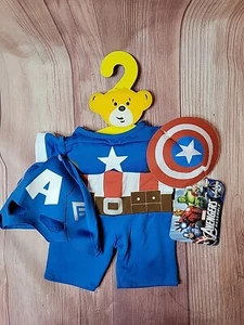 NWT Build A Bear Clothing MARVEL AVENGERS ASSEMBLE Captain America Costume 2014 - Picture 1 of 5