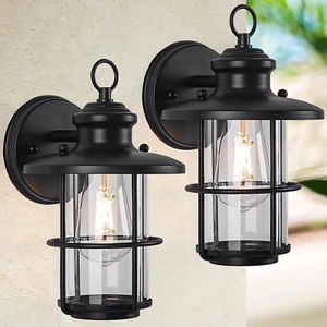 Outdoor Light Fixture 2Pack Wall Sconce Clear Glass Anti-Rust Waterproof Lantern - Picture 1 of 8