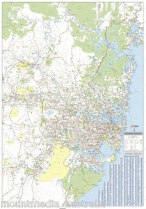 (LAMINATED) MAP OF GREATER SYDNEY & REGION POSTER (70X100CM) WALL CHART NSW ROAD - Picture 1 of 1