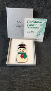 Vintage Wallace Christmas Cookie SNOWMAN Ornament Enameled Pewter - Picture 1 of 6