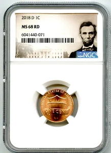 2018 D US MINT CENT UNION SHIELD NGC MS68 RD LINCOLN LABEL SUPER HIGH GRADE - Picture 1 of 2